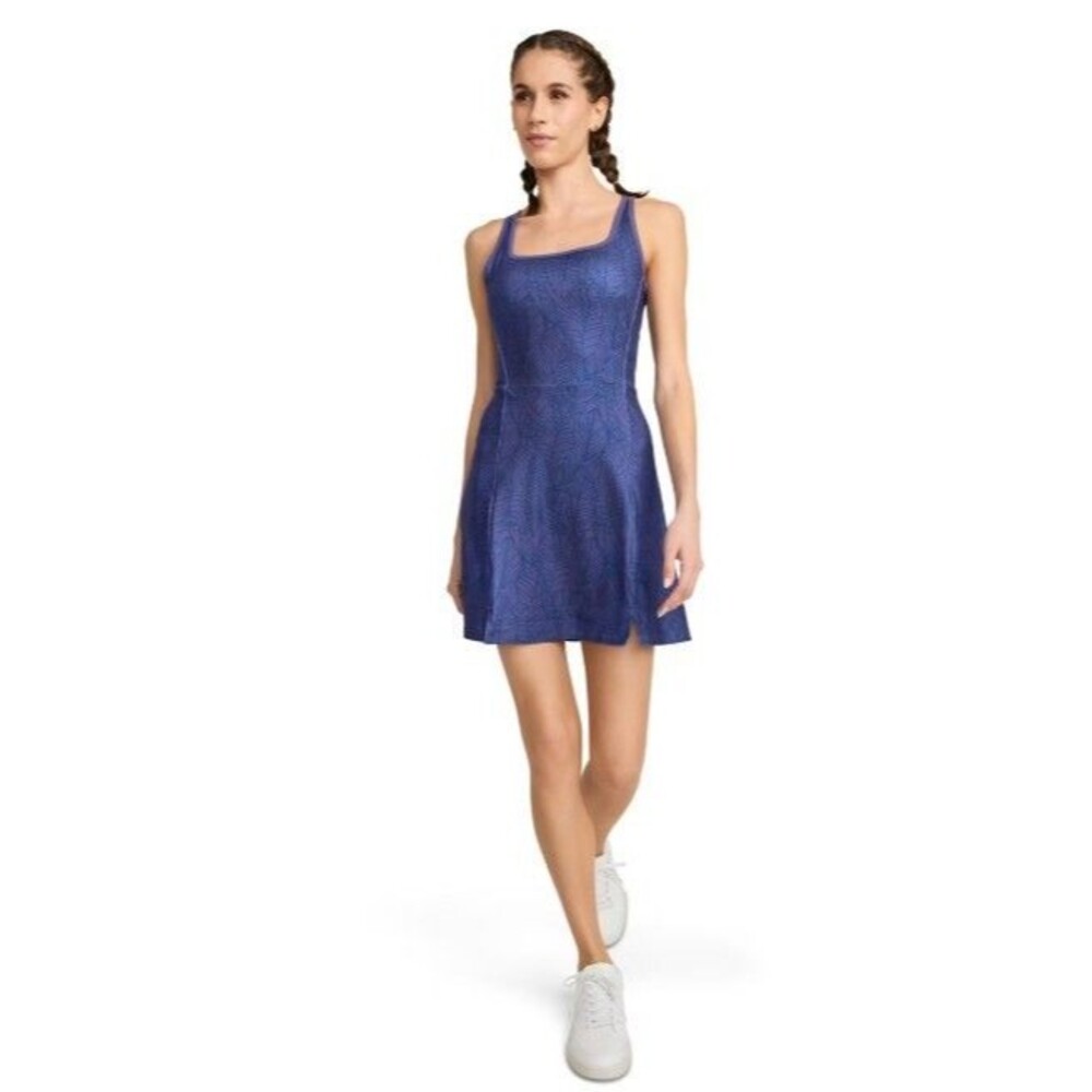 Jockey Womens EVERACTIVE Racerback Active Pickleball Dress Built In Bra Blue 3X